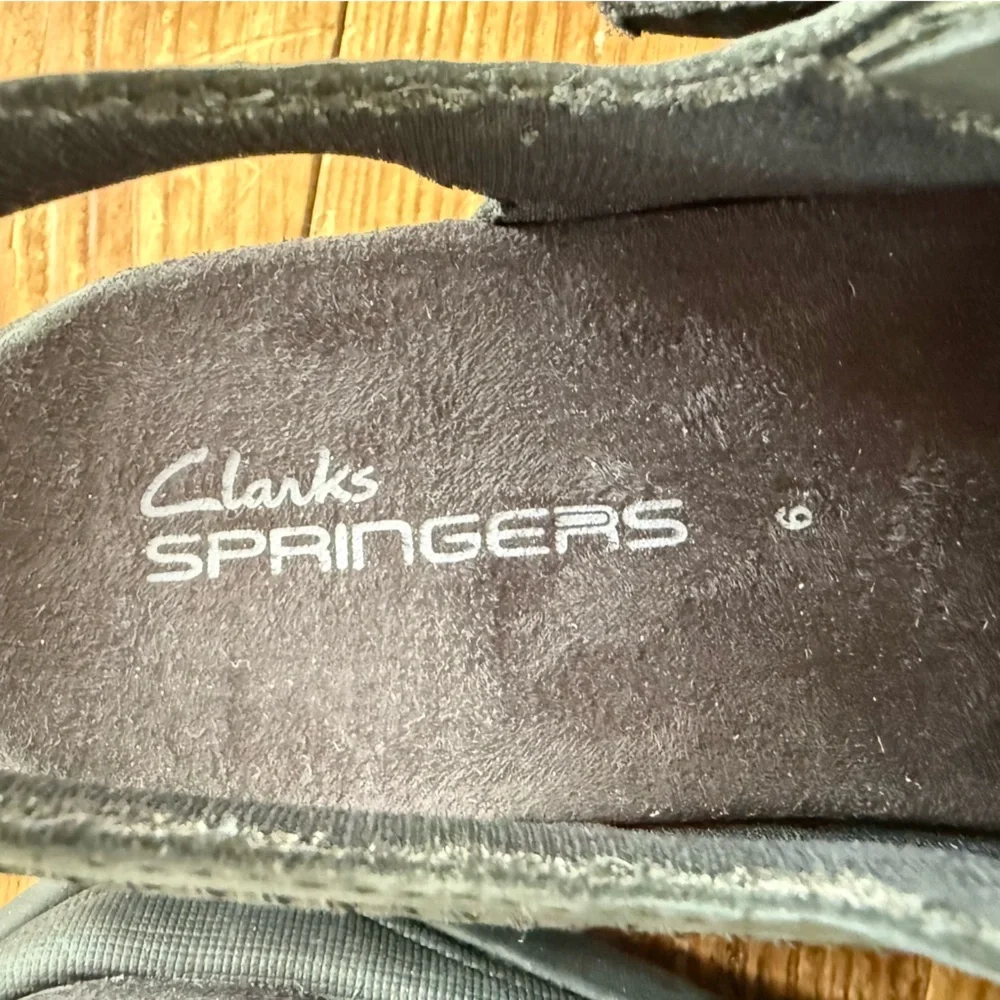 Clarks Springers Black Leather Casual Sporty Sandals Buckle Straps Women's 6 NEW - Picture 6 of 9